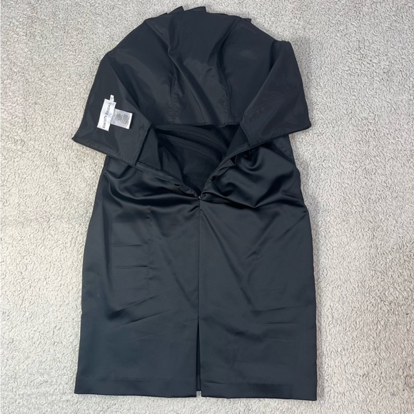 David's Bridal Black Formal Strapless Crumb Catcher Ruched Dress Back Zip Size 6 - Picture 5 of 12